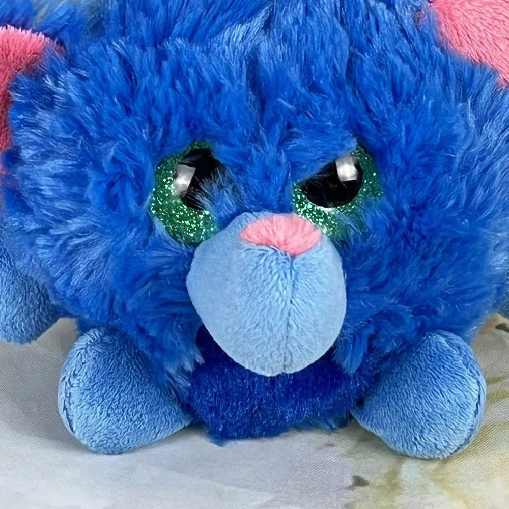 ELEPHANT Plush Lubby Cubbies FIESTA Blue Fluff Ball Green Eyes Stuffed Animal